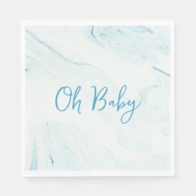 Servilleta De Papel Oh Baby Blue Marble Boy Baby Shower Paper Napkin (Anverso)