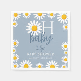 Servilleta De Papel Oh Baby Blue Modern Daisy Baby Shower