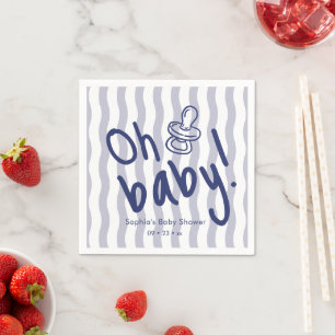 Servilleta De Papel Oh Baby Blue Ondas Rayas Baby Shower