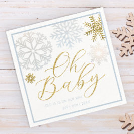 Servilleta De Papel Oh Baby Blue Snowflake Shower Napkins