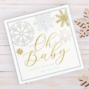Servilleta De Papel Oh Baby Blue Snowflake Shower Napkins