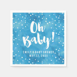 Servilleta De Papel Oh Baby Blue Watercolor Baby Shower