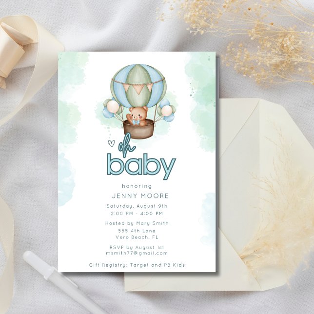 Servilleta De Papel Oh Baby Boy Balón de aire caliente Baby Shower (Oh Baby Boy Hot Air Balloon Baby Shower Napkins)