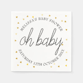 Servilleta De Papel Oh Baby Chic Script Corazón de Oro Baby Shower