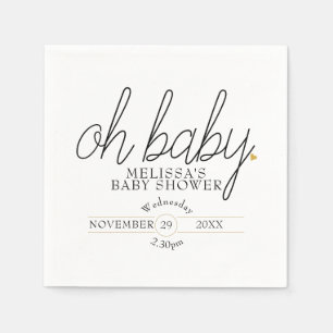 Servilleta De Papel Oh Baby Chic Script Corazón de Oro Baby Shower