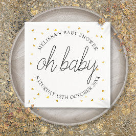 Servilleta De Papel Oh Baby Chic Script Corazón de Oro Baby Shower