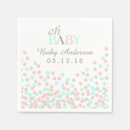 Servilleta De Papel Oh Baby Confetti Baby Shower Napkin | Azul rosa