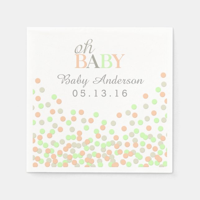 Servilleta De Papel Oh Baby Confetti Baby Shower Napkin | Moneda de co (Anverso)