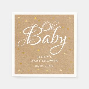 Servilleta De Papel Oh Baby Corazones de Oro Confeti Baby Shower/Fiest