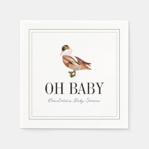 Servilleta De Papel Oh Baby Duck/Mallard White Boy Baby Shower
