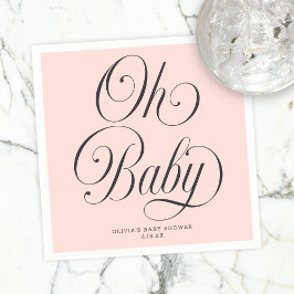 Servilleta De Papel Oh Baby Elegant Script Blush Pink Girl Baby Shower