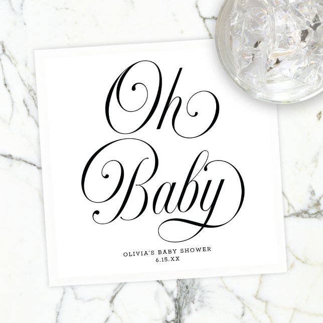 Servilleta De Papel Oh Baby Elegant Script Gender Neutral Baby Shower (Subido por el creador)