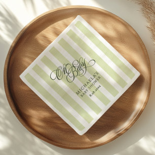 Servilleta De Papel Oh Baby Elegant Script & Stripes Baby Shower