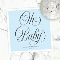 Oh Baby Elegante Letra Azul Claro Baby Shower Niño