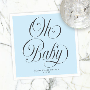 Servilleta De Papel Oh Baby Elegante Letra Azul Claro Baby Shower Niño