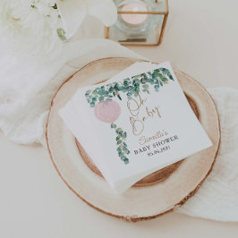 Servilleta De Papel Oh Baby Eucalyptus Pink Balloon Baby Shower