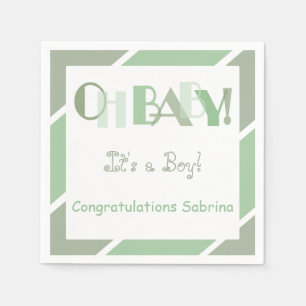 Servilleta De Papel Oh Baby Girl Sage Green Baby Shower Moderno