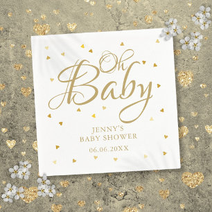 Servilleta De Papel Oh Baby Gold Hearts Confetti Baby Shower Sprinkle