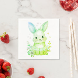 Servilleta De Papel Oh Baby, Green Bunny Pastel Shower Party