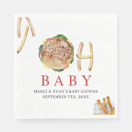 Servilleta De Papel Oh Baby Hamburger and Fries Co Ed Baby Shower