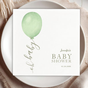 Servilleta De Papel Oh Baby Minimalista Globos Verde Menta Baby Shower