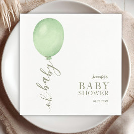 Servilleta De Papel Oh Baby Minimalista Sage Green Balloon Baby Shower