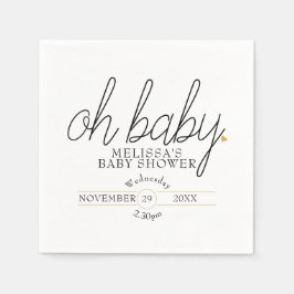 Servilleta De Papel Oh Baby Moda Script Gold Heart Baby Shower
