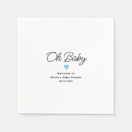 Servilleta De Papel Oh Baby Modern Blue Baby Shower Personalizado