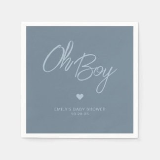 Servilleta De Papel Oh Baby Modern Minimal Dusty Blue Boy Baby Shower