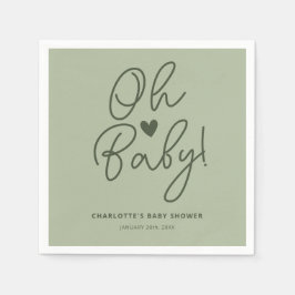 Servilleta De Papel Oh Baby Modern Sage Green Personalizado de Baby Sh
