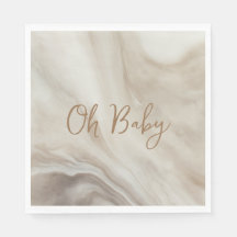 Oh Baby Neutral Marble Baby Shower Paper Napkins