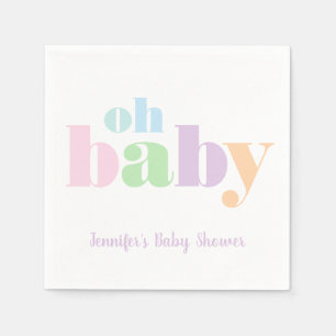 Servilleta De Papel Oh Baby Pastel Minimal Moderno Baby Shower