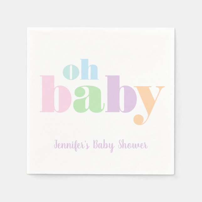 Servilleta De Papel Oh Baby Pastel Minimal Moderno Baby Shower (Anverso)