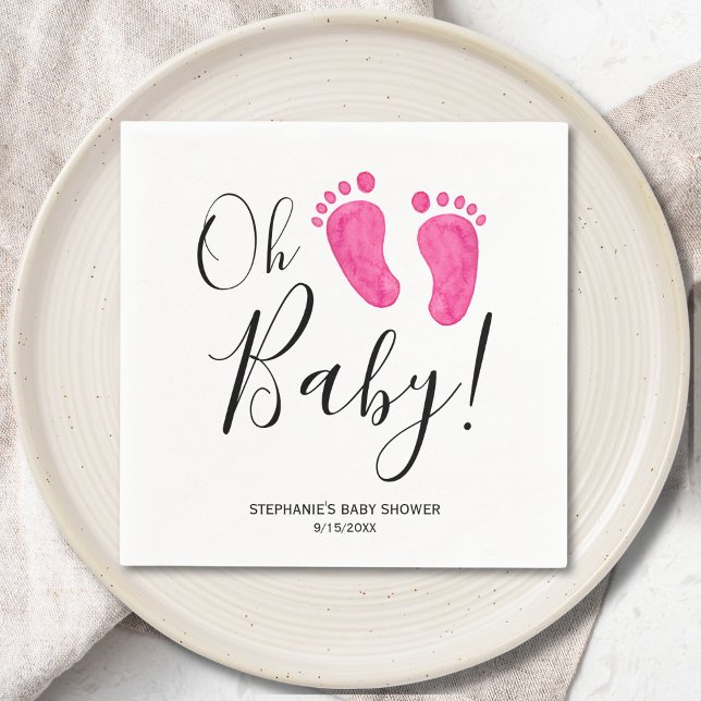 Servilleta De Papel Oh Baby Pies Rosados Baby Shower (Subido por el creador)
