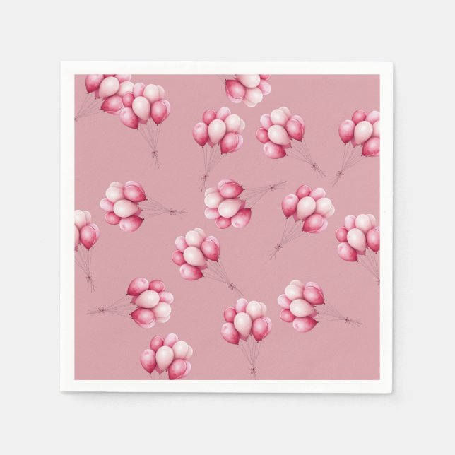 Servilleta De Papel Oh Baby Pink Balloons (Anverso)
