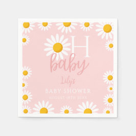 Servilleta De Papel Oh Baby Pink Modern Daisy Baby Shower