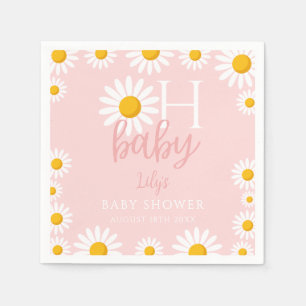 Servilleta De Papel Oh Baby Pink Modern Daisy Baby Shower