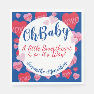 Servilleta De Papel Oh Baby Pink Red Hombros Baby Shower Blue