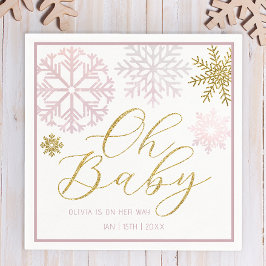 Servilleta De Papel Oh Baby Pink Snowflake Shower Napkins