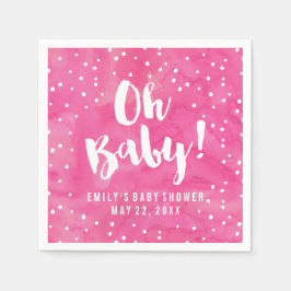 Servilleta De Papel Oh Baby Pink Watercolor Baby Shower