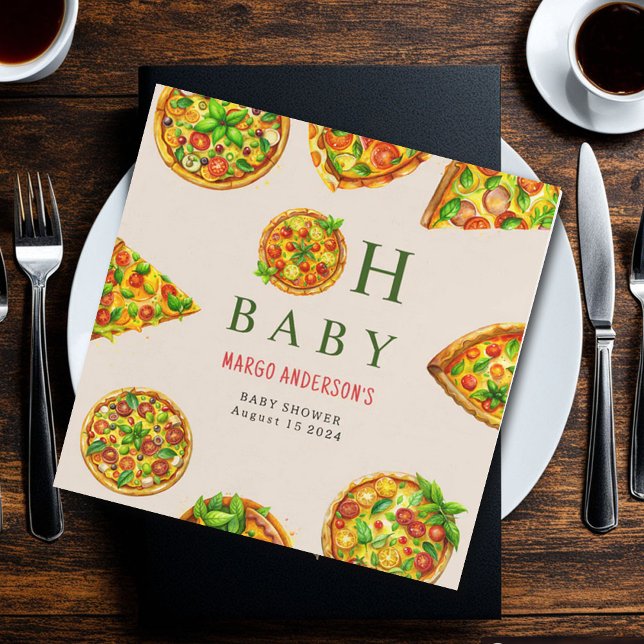 Servilleta De Papel Oh Baby Pizza Tomates Olivia Green Baby Shower (Subido por el creador)