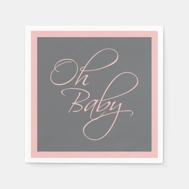 Servilleta De Papel Oh Baby Posh Baby Shower para Chica (Anverso)