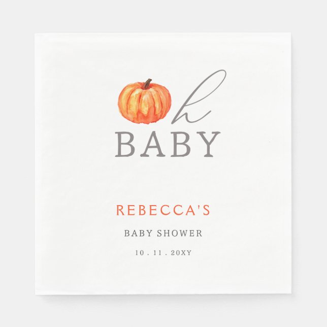 Servilleta De Papel Oh Baby Pumpkin Género Neutral Baby Shower (Anverso)