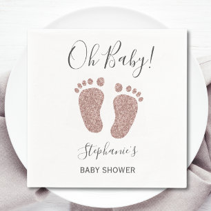 Servilleta De Papel Oh Baby Purpurina Rosa Napkins Baby Shower