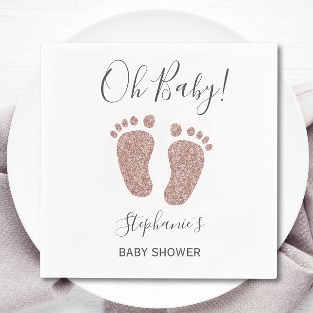 Servilleta De Papel Oh Baby Purpurina Rosa Napkins Baby Shower (Subido por el creador)