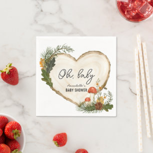 Servilleta De Papel Oh Baby Rebanada de Madera Hongo Otoño Baby Shower