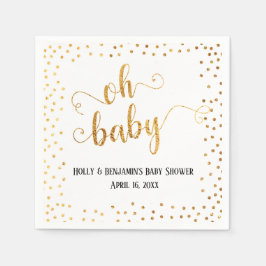 Servilleta De Papel "Oh Baby" Relieve metalizado dorado falso Confetti