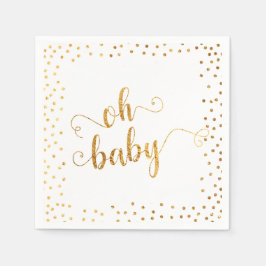 Servilleta De Papel "Oh Baby" Relieve metalizado dorado falso Confetti