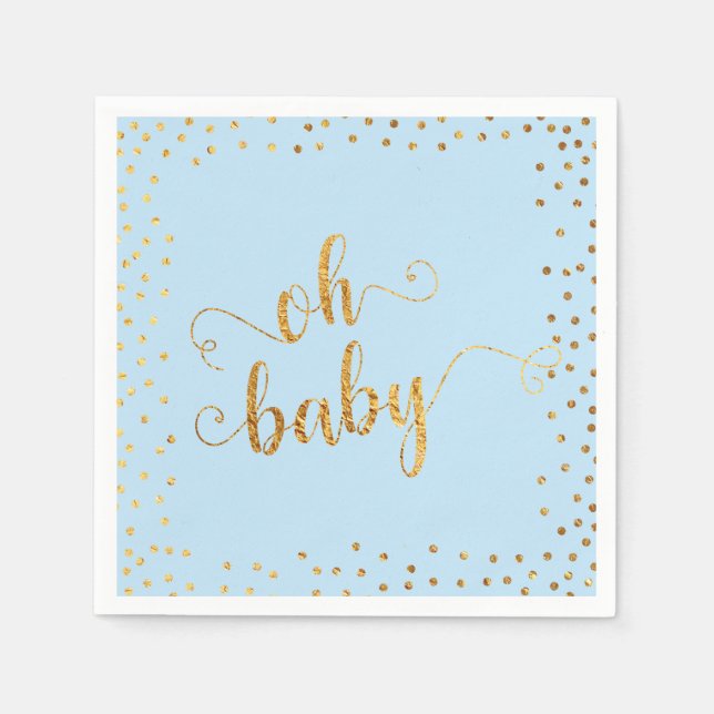 Servilleta De Papel "Oh Baby" Relieve metalizado dorado Faux Confetti  (Anverso)