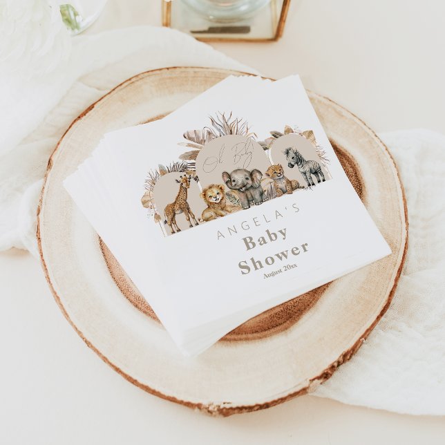 Servilleta De Papel Oh Baby Safari Animals Boho Baby Shower (Subido por el creador)